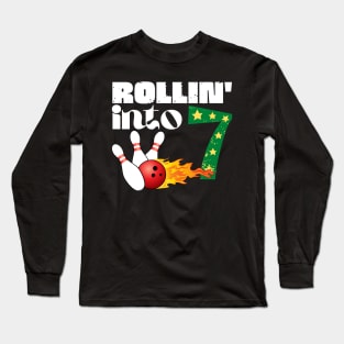 Rolling into 7 Bowling Birthday Gift Long Sleeve T-Shirt